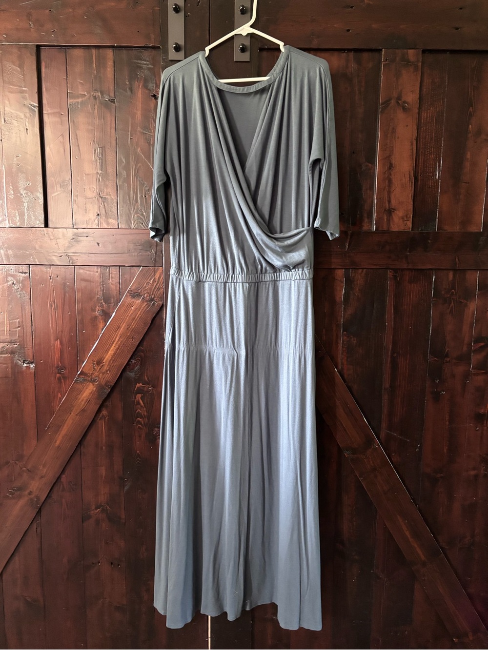 Soft Surroundings Blue Gray Wrap-Style Maxi Dress